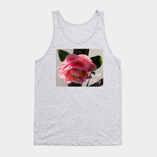 Peace And Joy Pink And White Camellia Bloom Tank Top